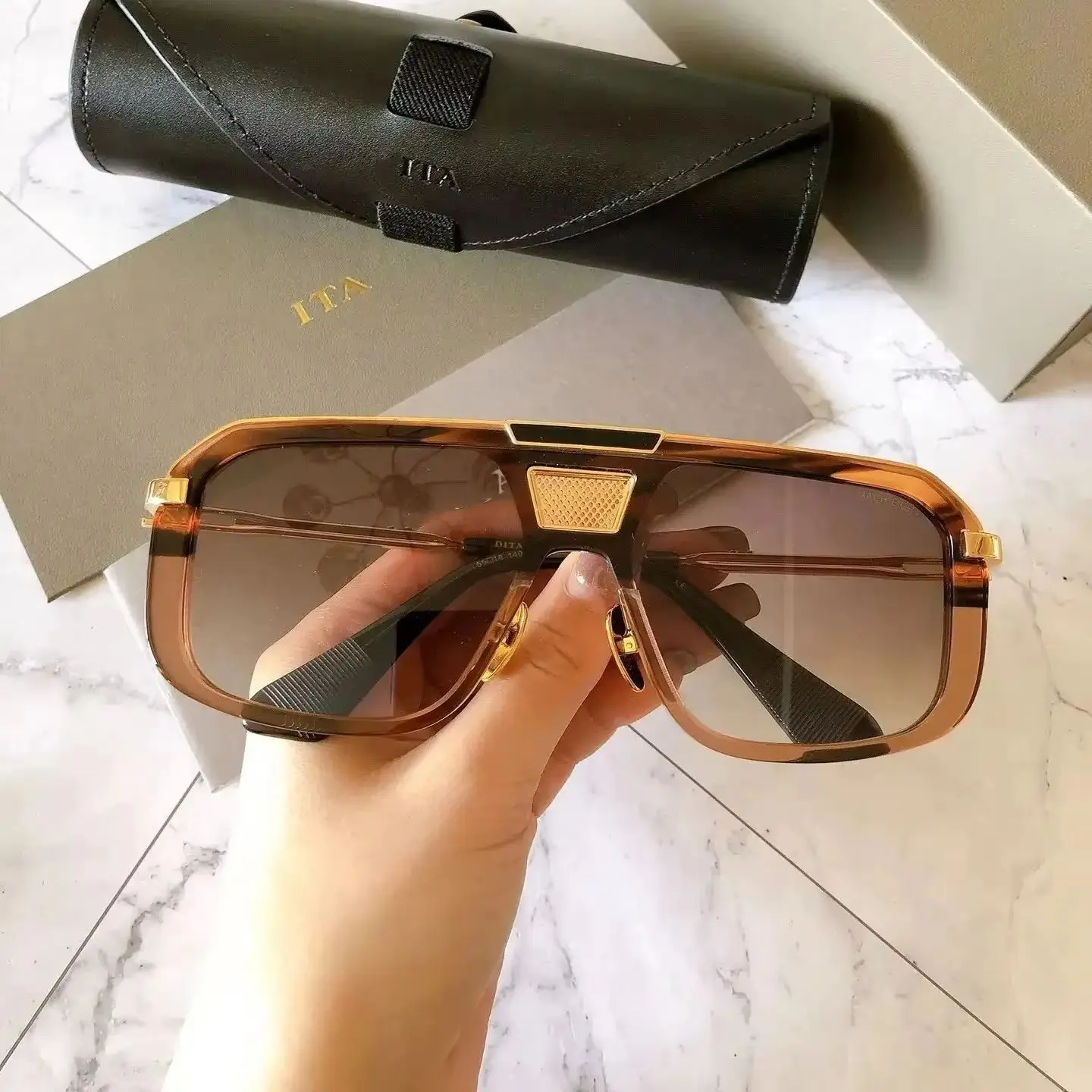 

Newest Brand Women Men Sunglasses Fashion Square Vintage Top Quality Alloy+Acetate Frame For Unisex Eyeglasses ADITA MACH EIGHT