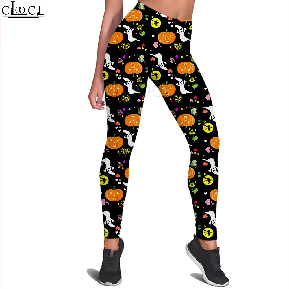 CLOOCL Fashion Halloween Women Legging Cartoon Pumpkin Ghost Pattern 3D Legging Yoga Pants Ankle-Length Trousers