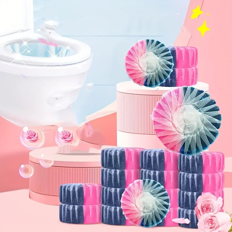 New Toilet Bowl Cleaner, Toilet Flush Tank Blue Bubble Set Yellowing and deodorizing,Long-Lasting Fresh Cherry Blossom Fragrance