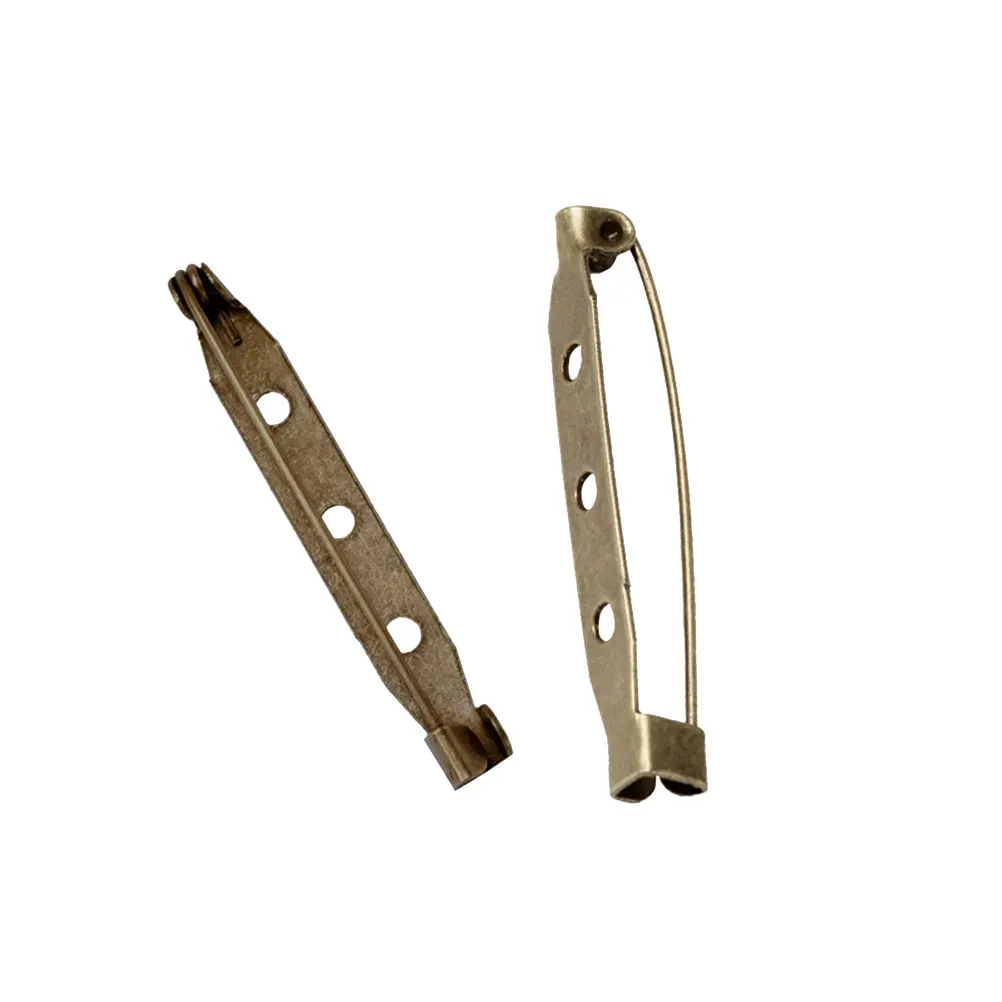 

200pcs Safety Brooch Pins 3.5Cm Bronze Alloy Pin Backs With Holes For Diy Crafts Sewing Fabric Jewelry Making Durable Metal