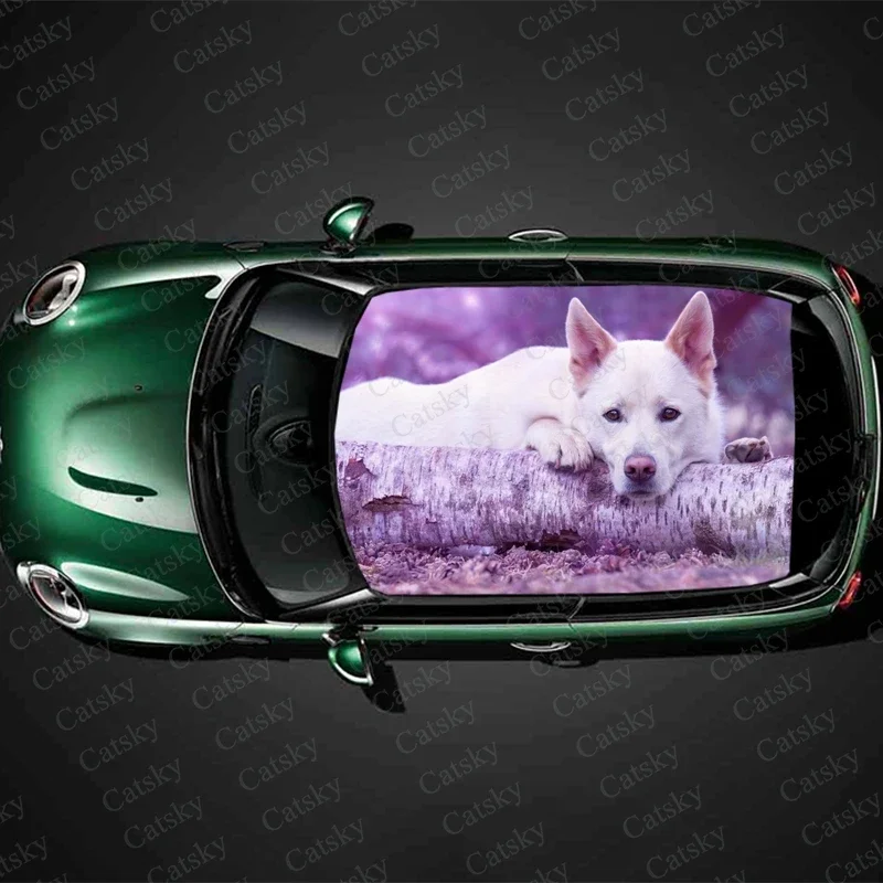 

Lying Leisurely Shepherd Dog Car Roof Sticker Wrap Racing SUV Accessories Packaging Painting PVC Car Accessories Graphic Decals