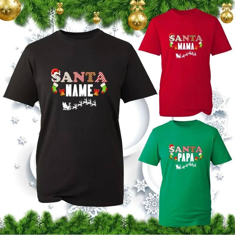 

Personalised Santa Your Name Christmas T Shirt Mama Papa Matching Xmas Top