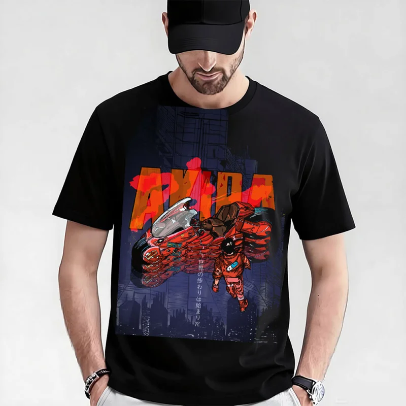 

0325 Otomo Akira Anime T Shirt Cyberpunk Manga City explosion Graphic clothes cyber mecha Neo-Tokyo Streetwear All size tops