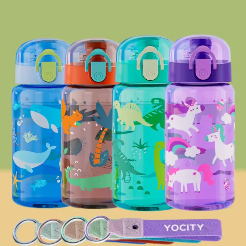 

550ML Children's Water Bottle for Summer Student Drinking Bottle Plastic Sports Water Bottle Portable Anti-fall and Leak Proof