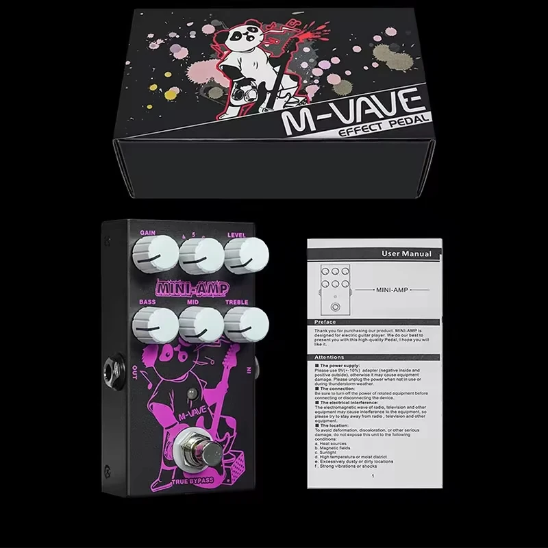 M-VAVE MINI-AMP Pre-amp Simulation Effect Pedal 9 Classic Amp Effects 3 Band EQ True Bypass