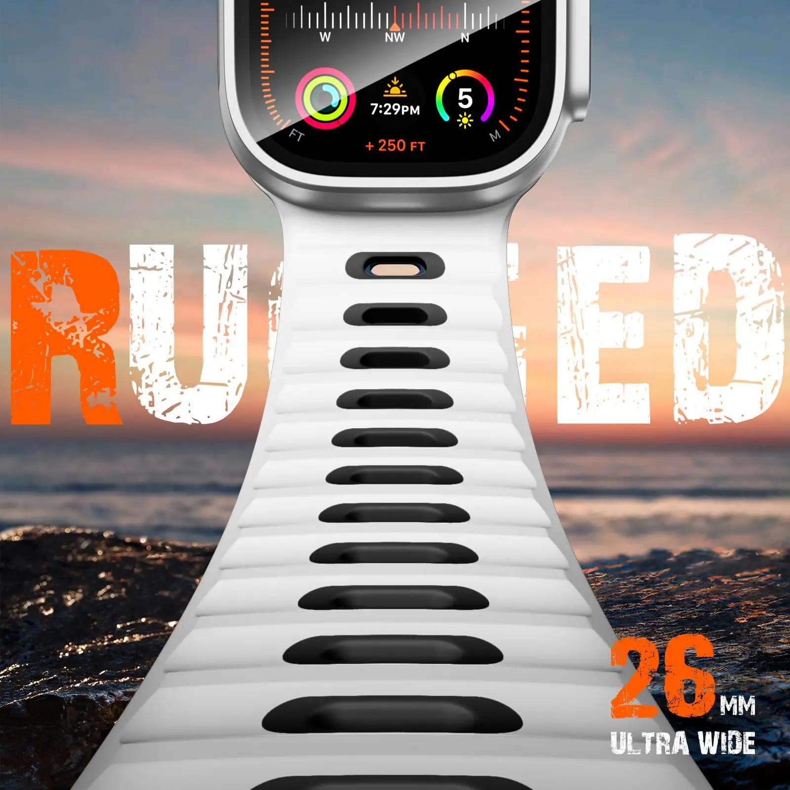 Sport Band for Apple Watch Ultra 2/Ultra/SE/10-1, 42-49mm, Waterproof Silicone Strap for Men
