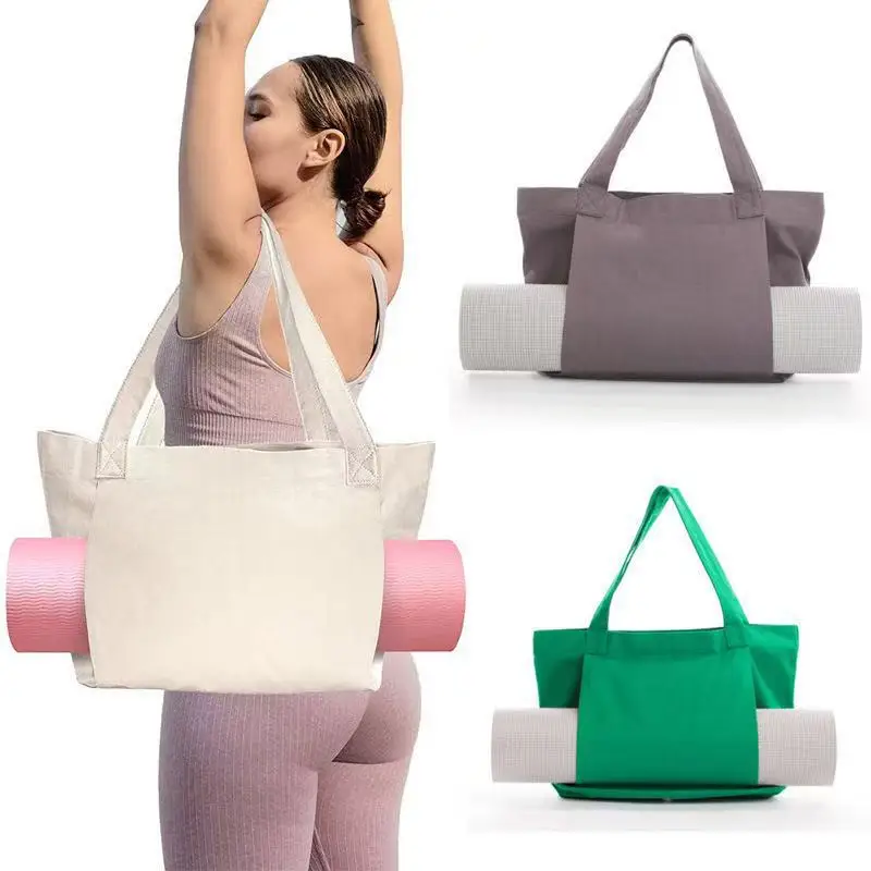 1pc Yoga Bag Yoga Mat Storage Tote Large Capacity Portable Canvas Storage Bag for Fitness Pilates Outdoor Exercise - view 4