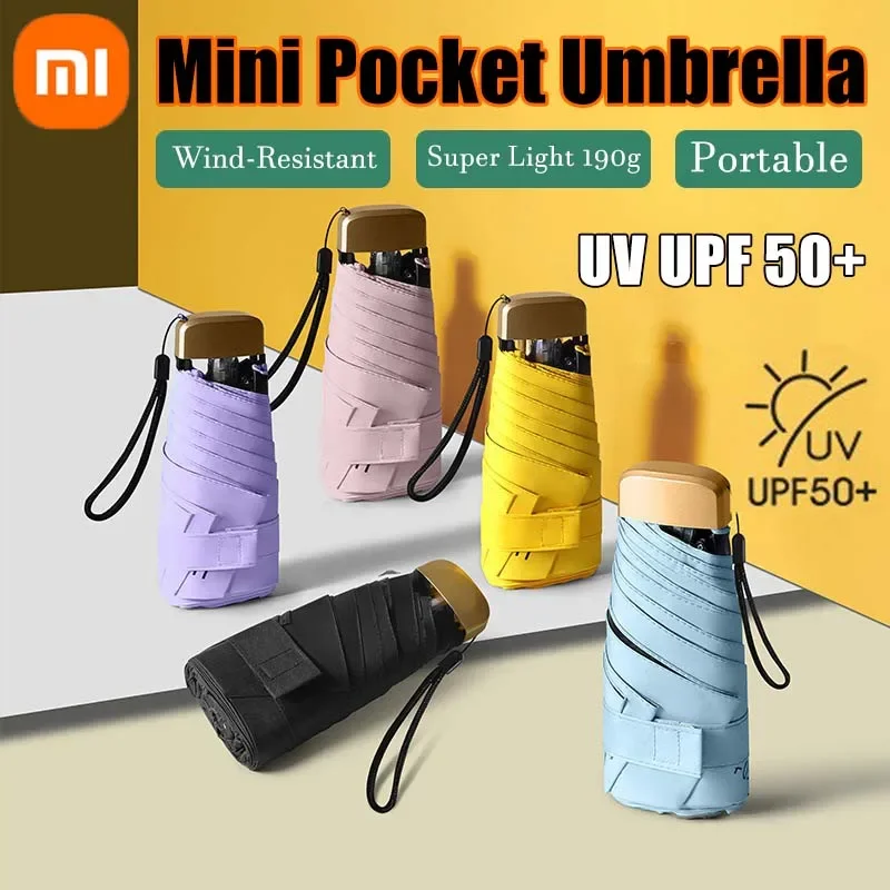 Xiaomi Mini Capsule Umbrella Small Pocket Rain Umbrella Vinyl Folding UV Ultraviolet Protection Ultra Light Dual Use Umbrella