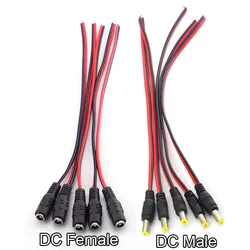 Câble d'extension DC 12V, connecteurs mâles et femelles, câble d'alimentation, fil de cordon pour CCTV, caméra, adaptateur de lumière de bande LED, 2.1x5.5mm