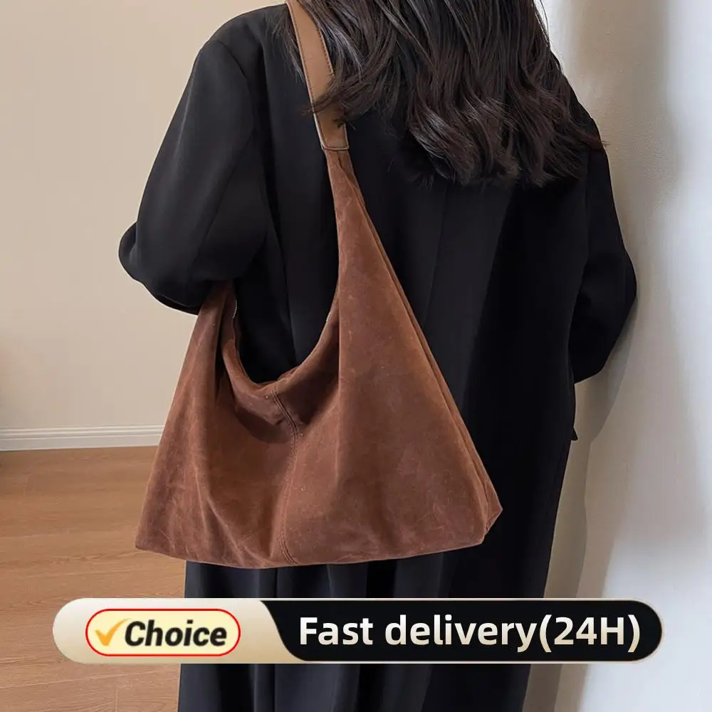 

Women Suede Shoulder Bag Stylish Crossbody Bag Large Capacity Top Handle Bag Adjustable Strap Chic Hobo Bag Daily Commuting Bag