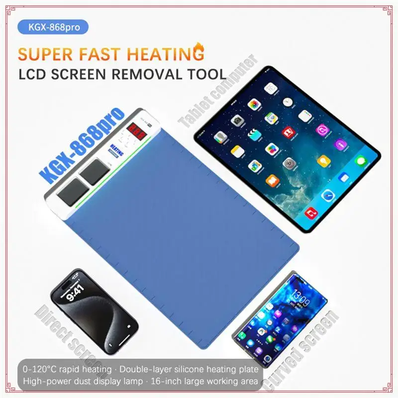 For Phones Tablet Display Disassembly Heating Table 16In LCD Separator Silicone Preheating Pad 120℃ EU Plug Repair Tool