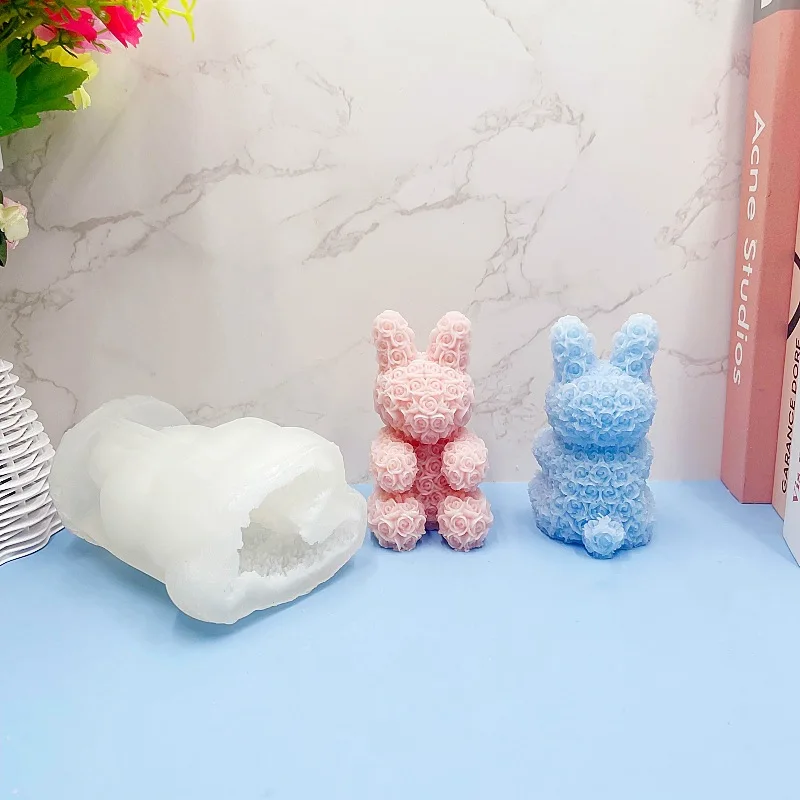 Rose Rabbit Valentine's Day Easter diy Tanxi Handmade Aromatherapy Candle Silicone Mold Birthday Gift Decoration