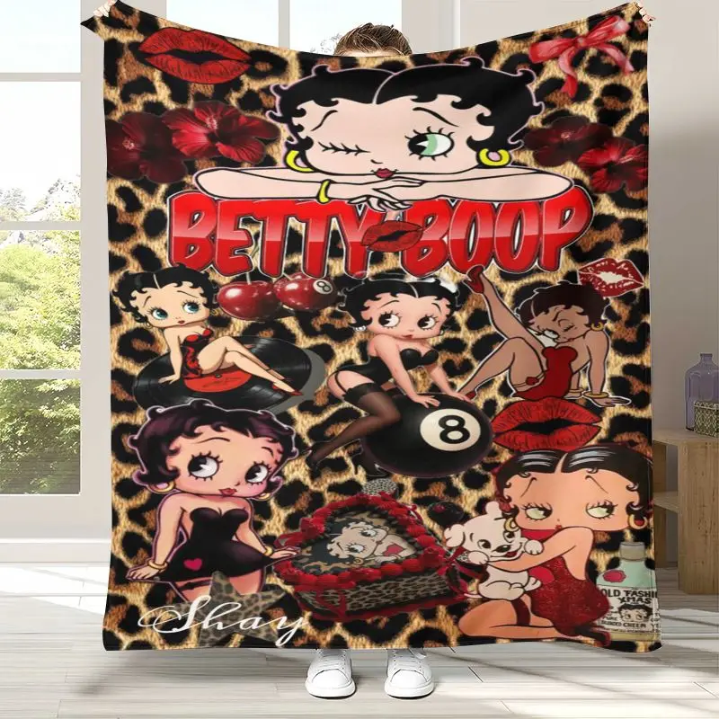 Cute B-Betty Girl B-Boop Cartoon Soft Flannel Throw Blanket,Cozy Blanket for Bed,Sofa,Living Room,Picnic,Camping,Home Decor,Gift