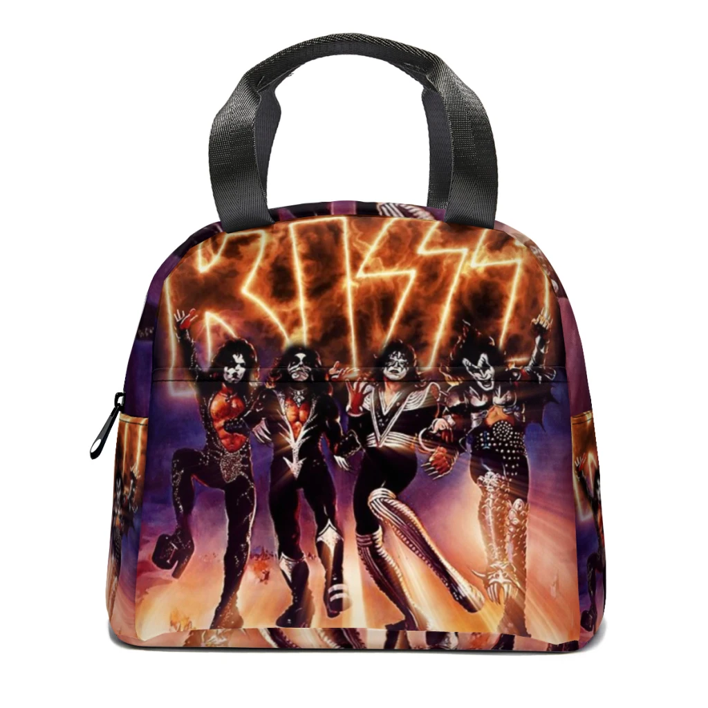 

KISS ® the Band - Destroyer Fire Logo Lunch Bag for School Waterproof Picnic Thermal Cooler Insulated Lunch Box Women Kids Tote