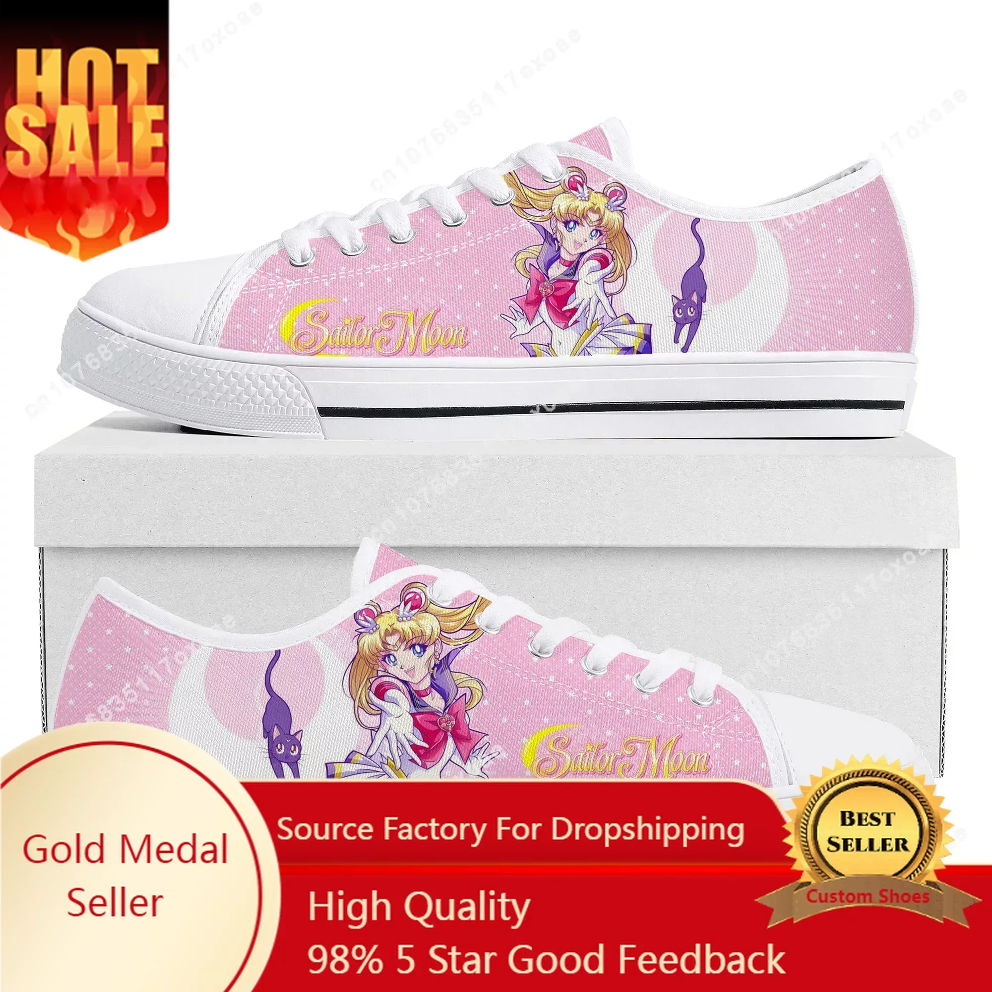 Anime M-Moons Manga Cartoon S-Sailors Low Top Quality Sneakers Men Women Teenager Canvas Sneaker Casual Couple Shoes Custom Shoe