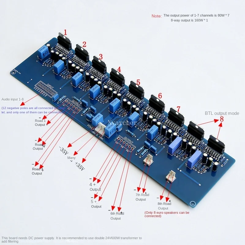 Nvarcher TDA7294 7,1 Плата усилителя мощности стерео канала 160 Вт + 80 Вт * 7 аудио усилитель