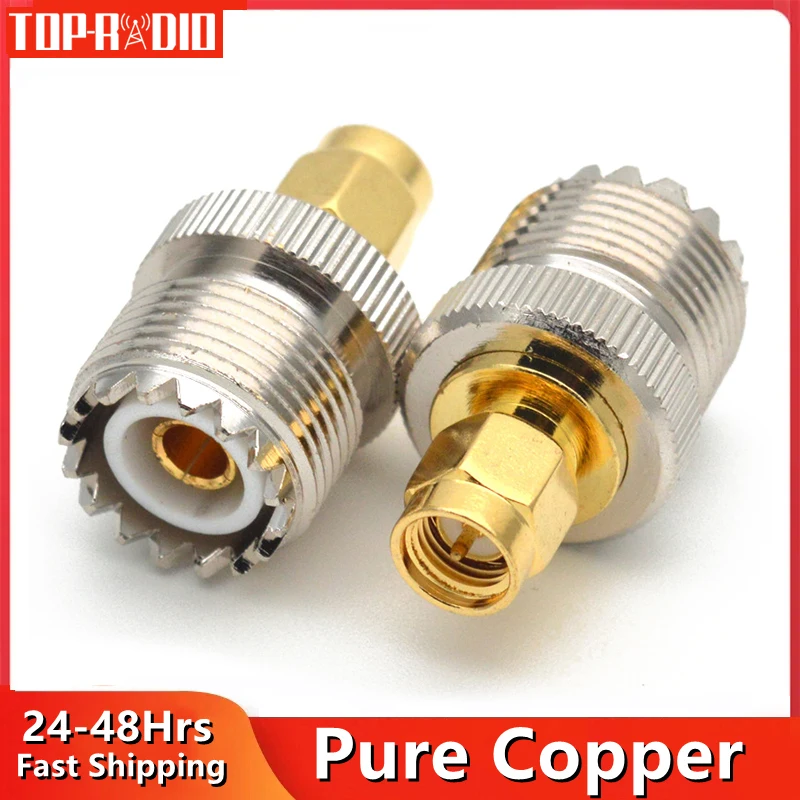 UHF أنثى إلى SMA ذكر RF محوري محول موصل ، مستقيم النحاس النيكل مطلي ، SO-239 SO239 ، 1 قطعة