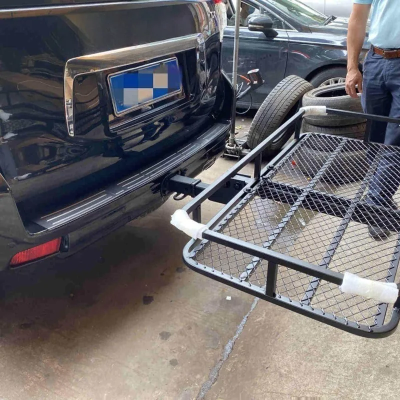 High Quality Metal Foldable Tail Cargo Carrier Basket Folding Shelf Square Mouth Rear Luggage Frame Car Exterior Accessories
