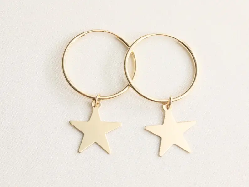 

Серьги-кольца с звездами из позолоченного золота 14 карат, роскошные, высококачественные, висячие, женские, ювелирные украшения, подарки для женщин