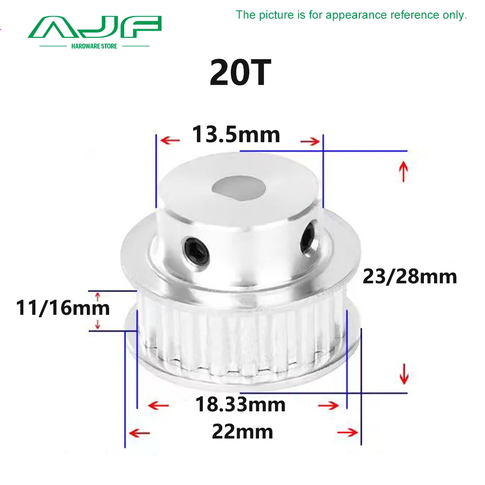 HTD 3M Timing pulley D shaped hole 20T 24T 25T 30T 40Teeth D hole 5x4.5mm-15x14mm Slot Width 11/16mm