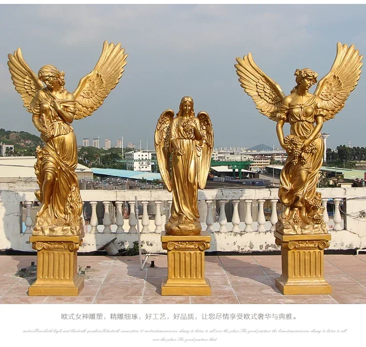 A13 European Four Seasons Angel Large Sculpture Floor Decorative Art Ornament Garden, Fiberglass Figure