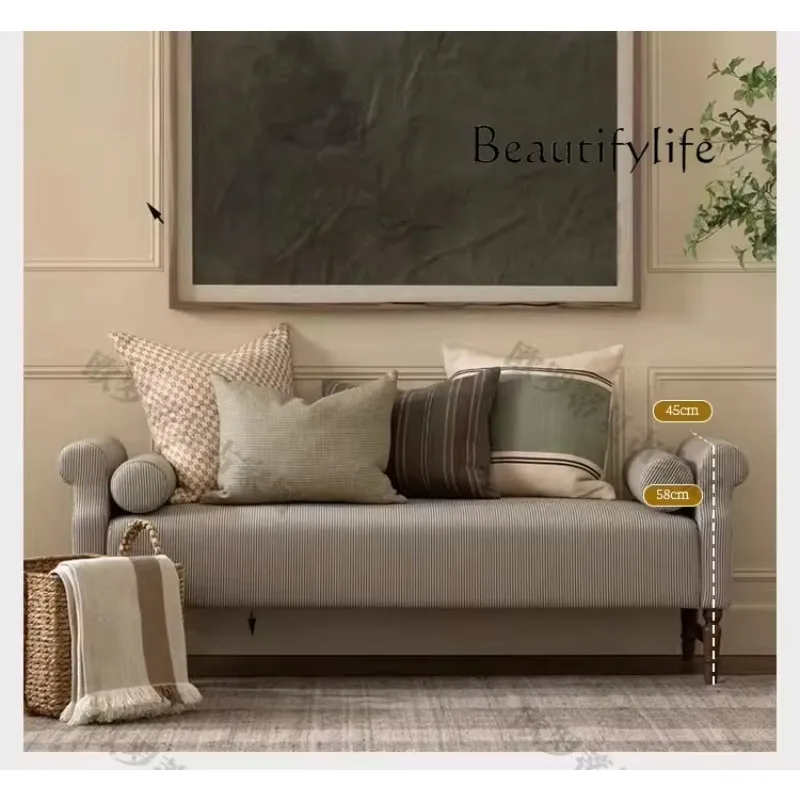 

S American Solid Wood Striped Bedside Stool Master Bedroom Cloakroom Changing Stool French Simple Home Shoe Changing Stool