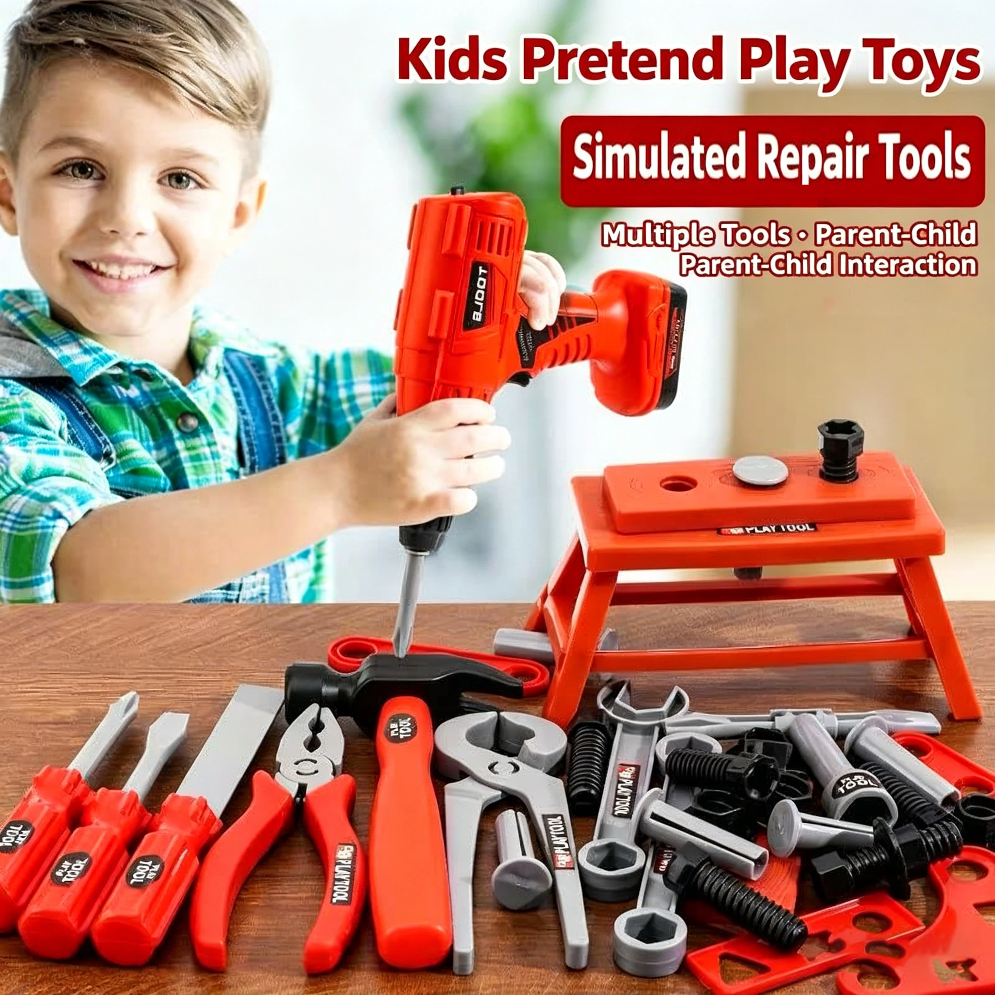 Juego de Herramientas de Juguete para Niños, 68/55/41/38 Piezas, Juego de Herramientas de Reparación Simuladas, Juguetes de Construcción de Plástico para Ingenieros, Regalo para Niños Pequeños