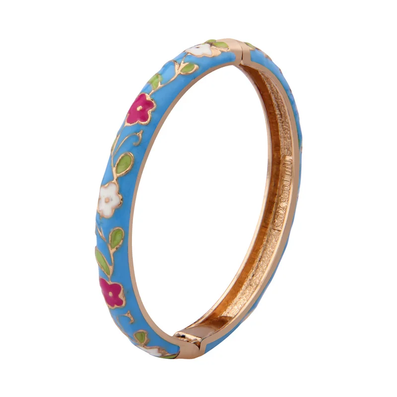 Enamel Bracelets For Women Cloisonne Bangle On Hand Hawaiian India African Jewelry Women\'s Hand Bracelets Floral Designer Gifts