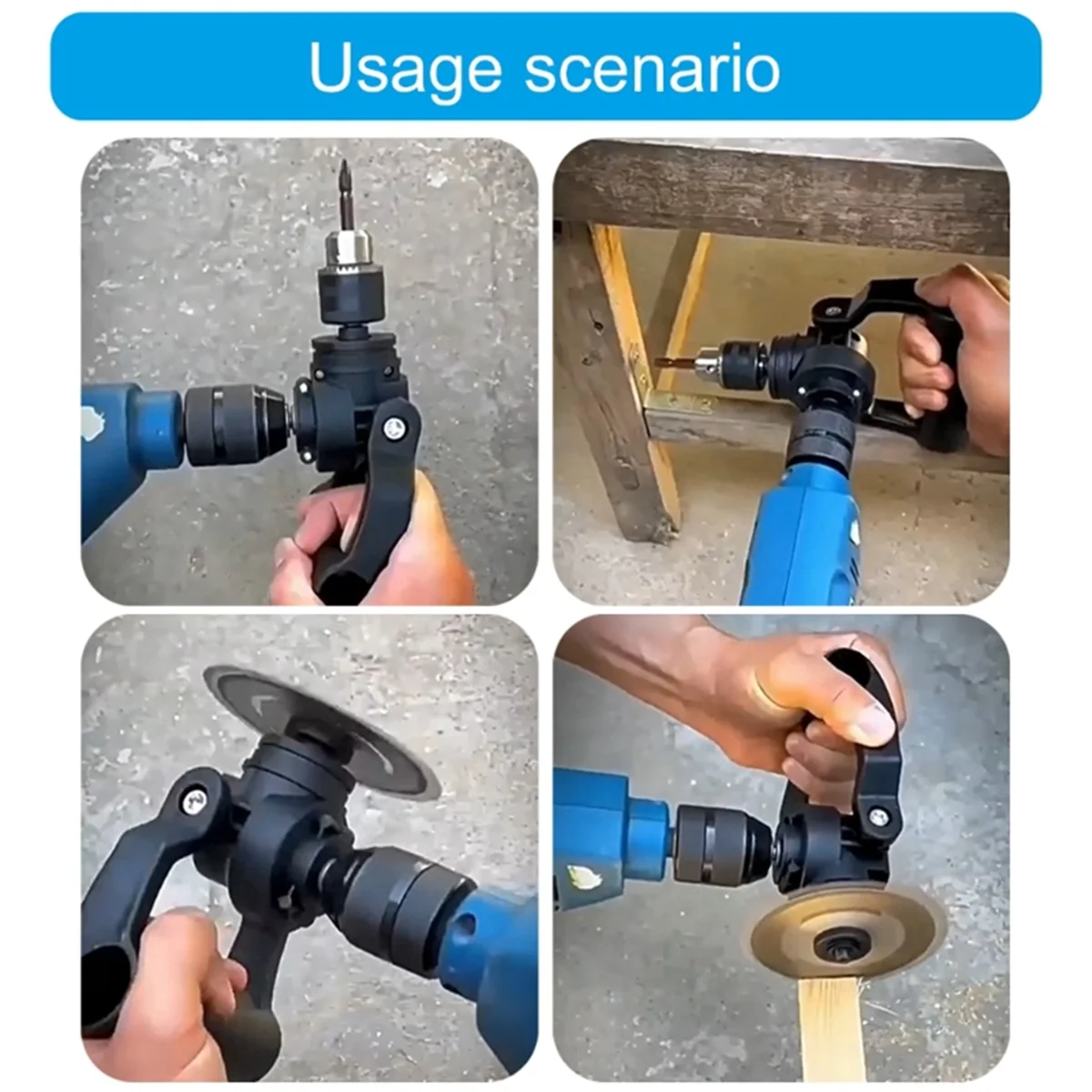 A002 90 Degree Drill Adapter Multifunctional Drill Adapter Right Angled Drill Attachment Metal Drill Chuck Accessory