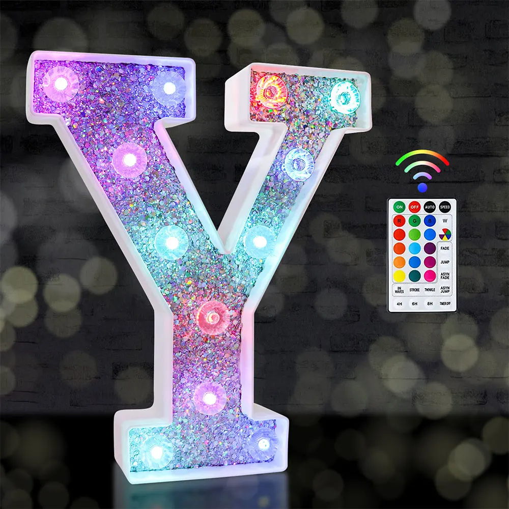 Colorful Led Marquee Letter Lights With Remote - Light Up Signs - Party Bar Decorations For The Home Bedroom  - Multicolor Y