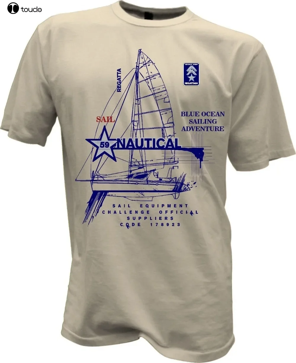 Camiseta de Moda para Hombre con Cuello Redondo, Diseño Náutico, Navegación, Vela, Ancla, Deportes Acuáticos, Club de Vela, Nueva Moda, Color Neón