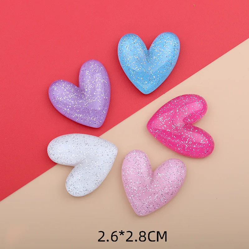 100pcs Kawaii Electroplating Iridescence DIY Crafts Flat Back Resin Peach Heart Cabochon Scrapbook Headwear Accessories