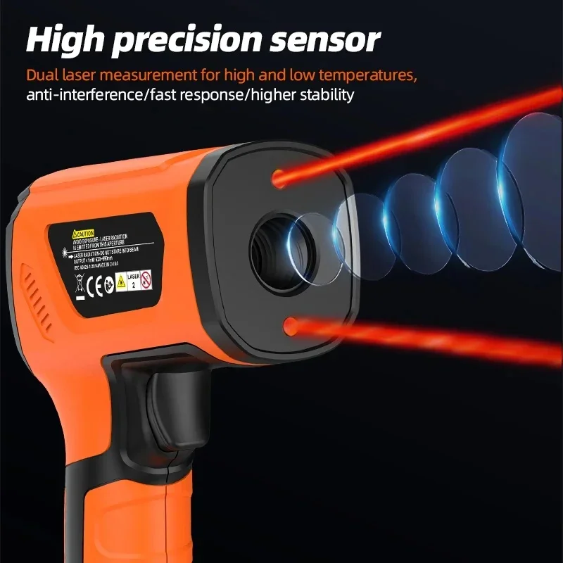 IR05A -50-1600C Infrared Thermometer High Precision Temperature Gun Water Temperature Oil Temperature Kitchen Baking Thermometer