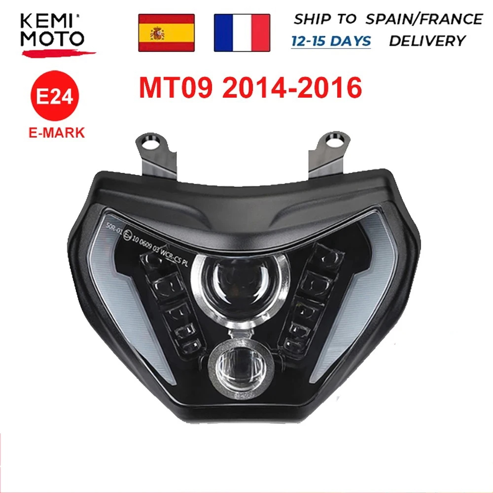 Koplampen MT09 2014-2016 LED Motorfiets Koplamp Montage E-MARK Voor Yamaha MT 09 MT-09 2015 Accessoires DRL 110 W Waterdicht