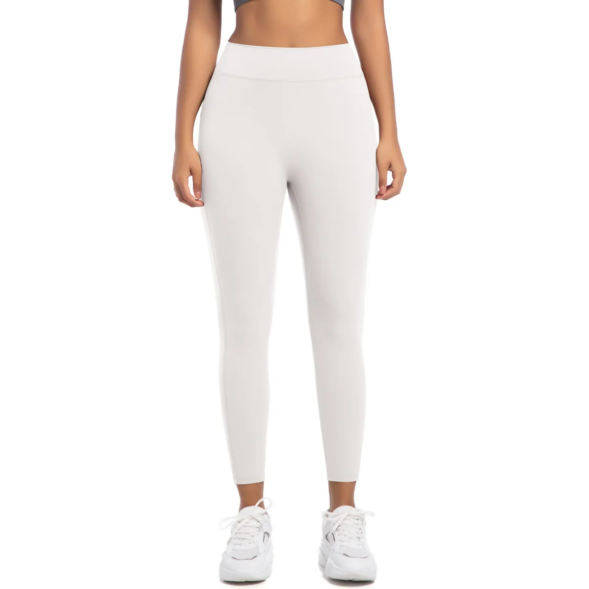 MIML Damen-Sport-Fitness-Hose, Gesäßtasche, enge Hose, Hüftheben, atmungsaktiv, keine T-Linie, Nylon-Yogahose