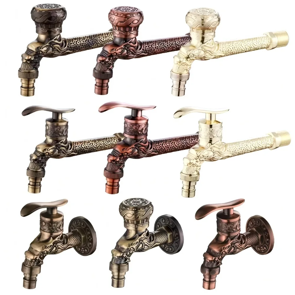 Vintage American Style Wall Faucet For ShuiMuYouPin Antique Laundry Sink Tap Single Cold Bibcock Long Spout Garden Faucet