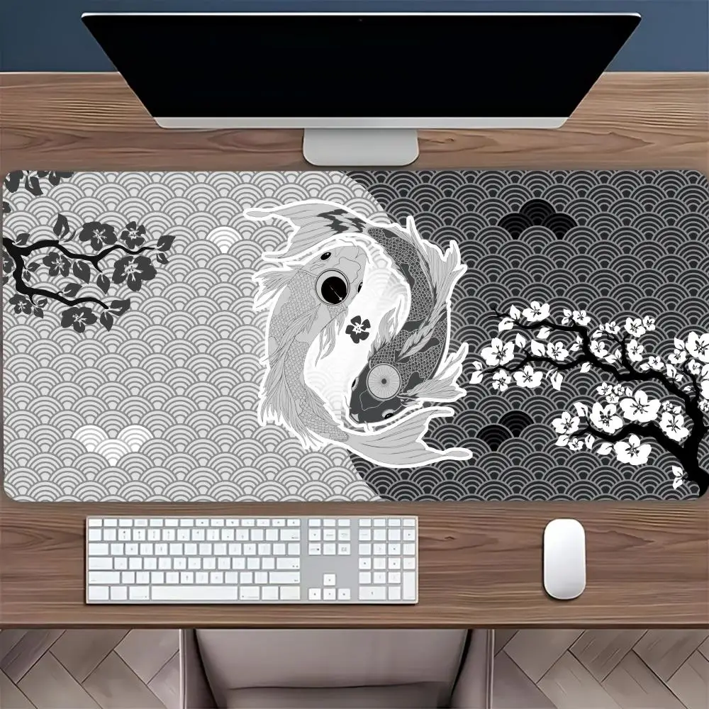 

XXL Large-size Gaming Mouse Pad with Cherry Blossom and Koi Design, Laptop Accessory, Suitable for Office and Home Gaming