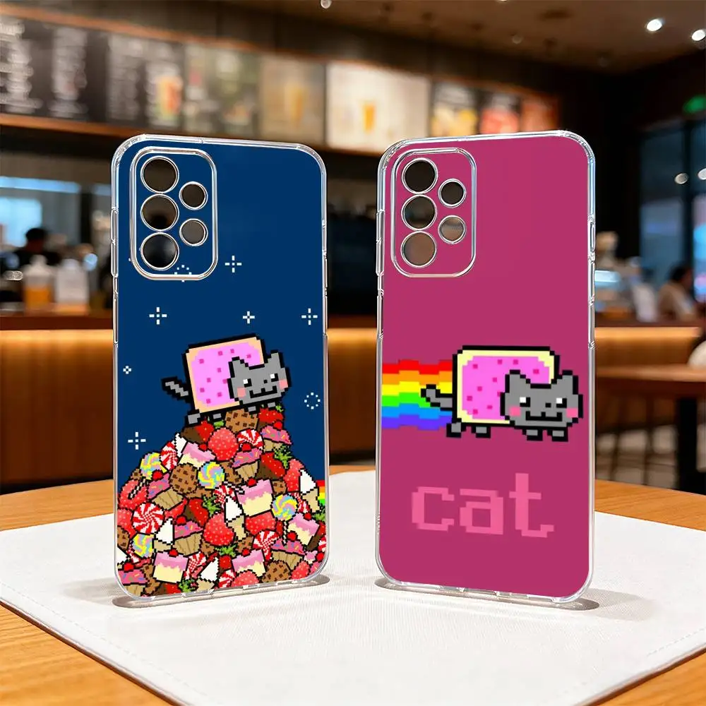 Cute N-Nyan c-Cat Phone Case For Samsung S25,S24,S21,S22,S23,S30,Ultra,S20,Plus,Fe Transparent Cover