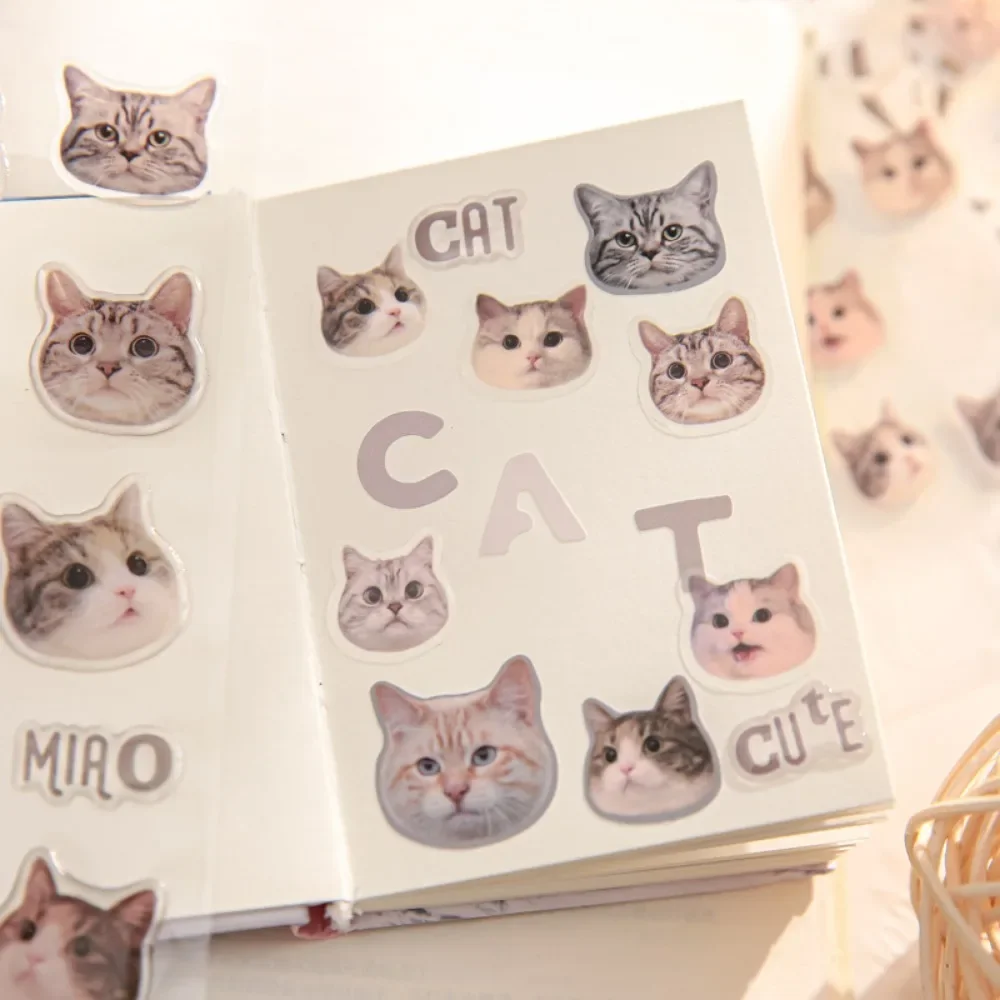 Niedlicher Katzenkopf Flacher Aufkleber Cartoon-Tier Guka DIY Handbuch-Dekoration Kawaii Sticker Schreibwaren