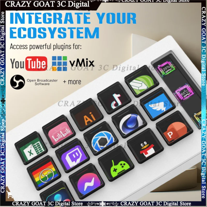 Imagem -04 - Stream Deck 15 Studio Controller Macro Keys Trigger Ações em Apps Softwares Como Obs e Mais Funciona com Mac Branco Preto