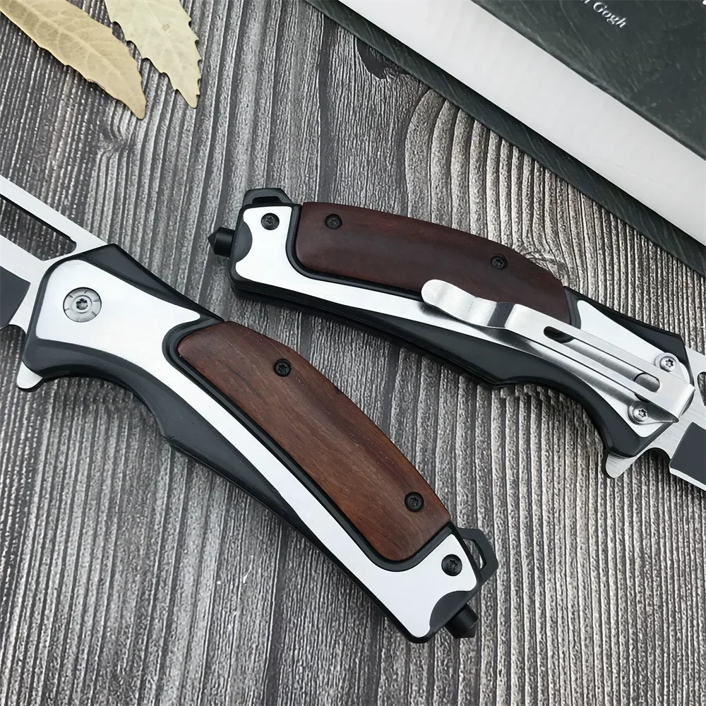 HUAAO DA130 Folding Knife High Quality 5Cr13Mov Blade 420 Steel Inlaid with Colored Wood Handle Outdoor EDC Survival Knife