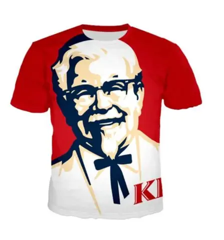 Neue Männer/Frauen kfc Oberst 3D-Druck Kurzarm T-Shirt Mode T-Shirt Sport Hip Hop Sommer Tops T036