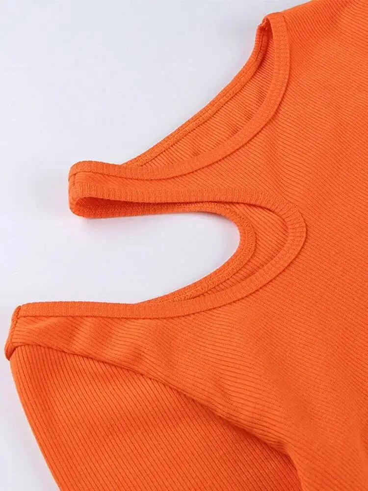 Sexy Aushöhlen Frauen T Shirt Casual Rundhals Langarm Dünne Cropped Tops Herbst Solide Elegante Grundlegende Tees