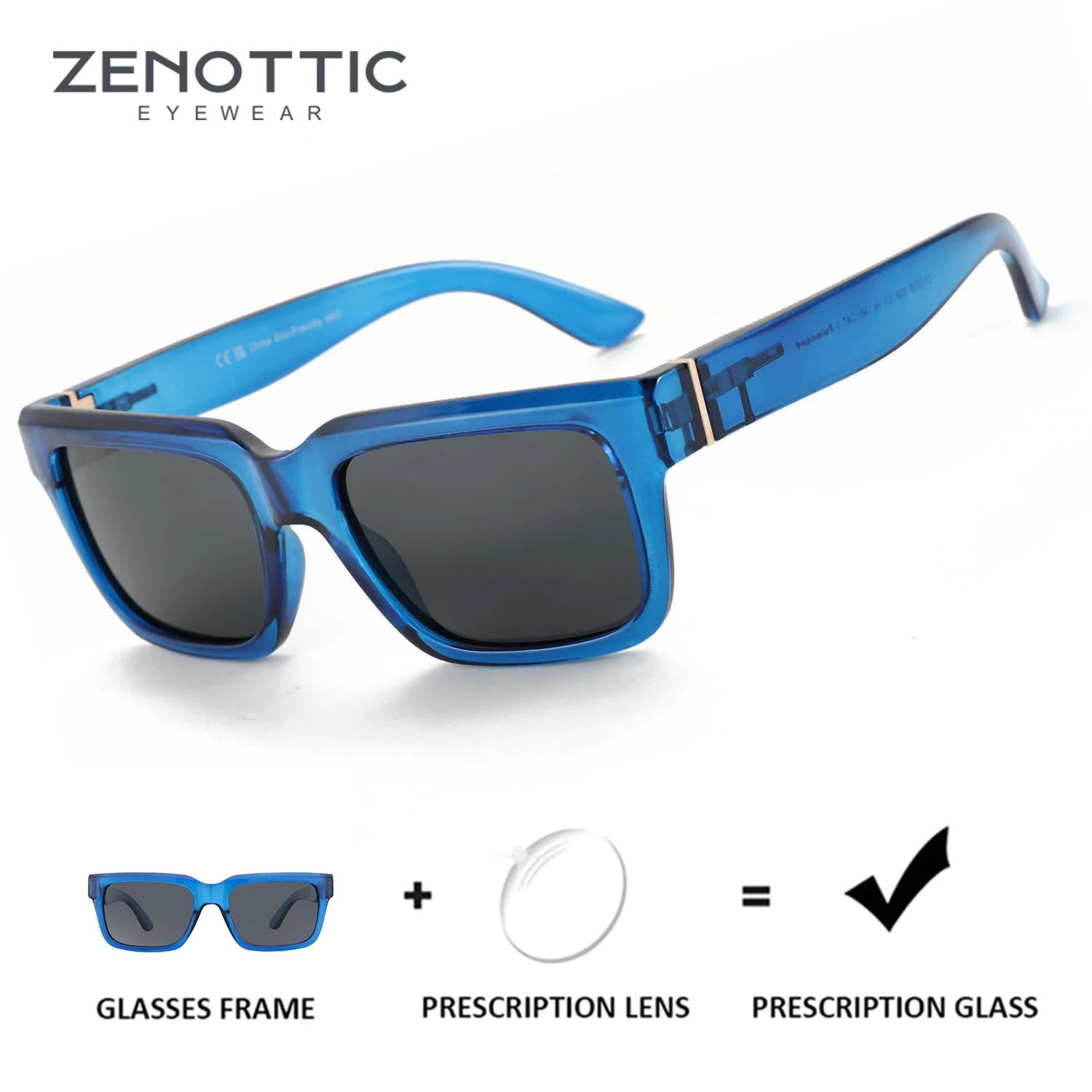 ZENOTTIC Fahsion Rectangle Prescription Sunglasses Polarized Square Myopia Progressive Optical Sun Glasses for Women Men ﻿