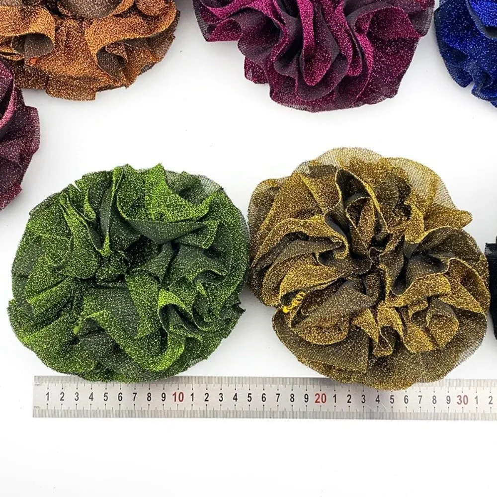 Headwear Oversize Scrunchies Fabric Art Elastic Elastic Rubber Bands Golden Velvet Elastic Shiny Velvet Fabric Hair Ring Hair view 6