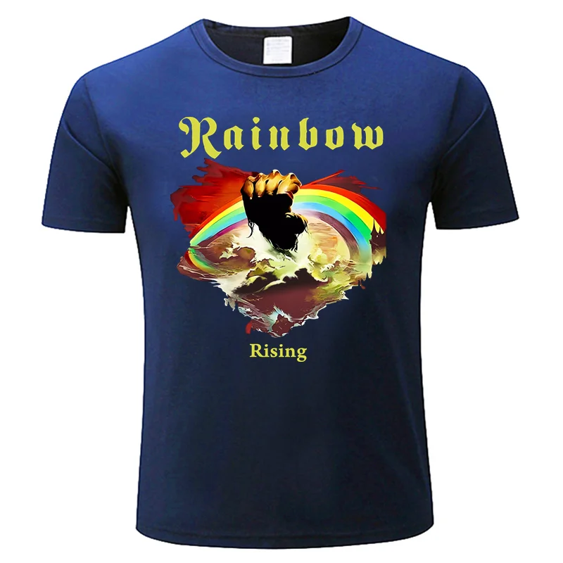 Rainbow Rising  Heavy Metal Band Oversize T-Shirts Funny Men Clothes Short Sleeve Streetwear Plus Size Tops Tee