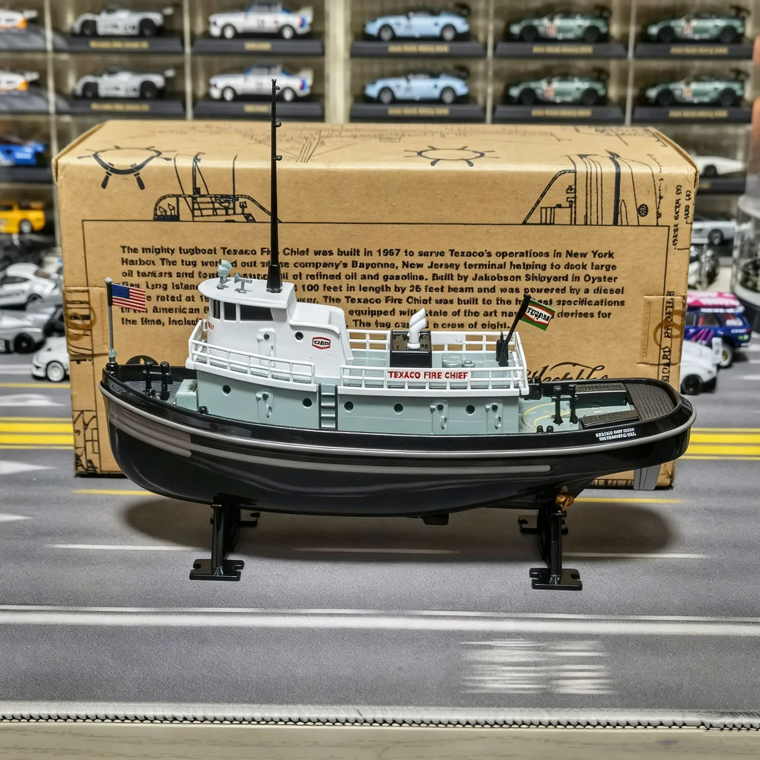 

26cm All-alloy 1967 TEXACO Tugboat Model with Distressed Paint Finish Ships Static Model Ship Toy Ornament