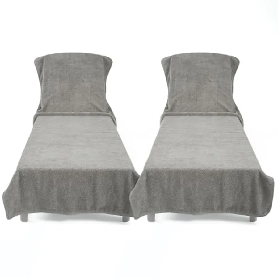 

Полотенца для шезлонгов с карманом, 3 x 86 дюймов, мягкие и впитывающие, для бассейна, 2 штуки