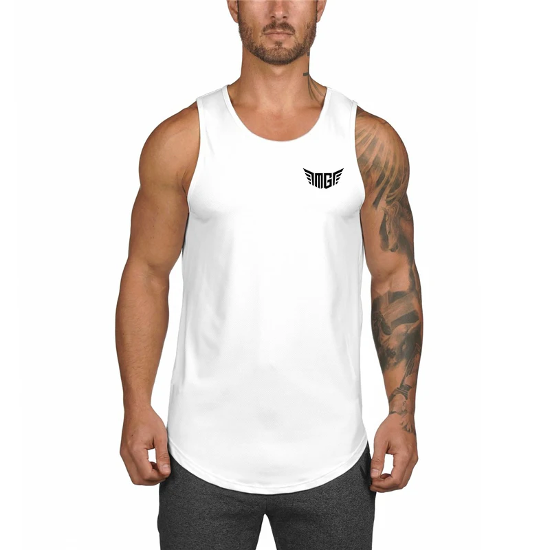 Men Plain Mesh Running Vests Quick Dry Summer Sleeveless Gym Workout Tank Top Breathable Fitness Bodybuilding Sport Comfortable