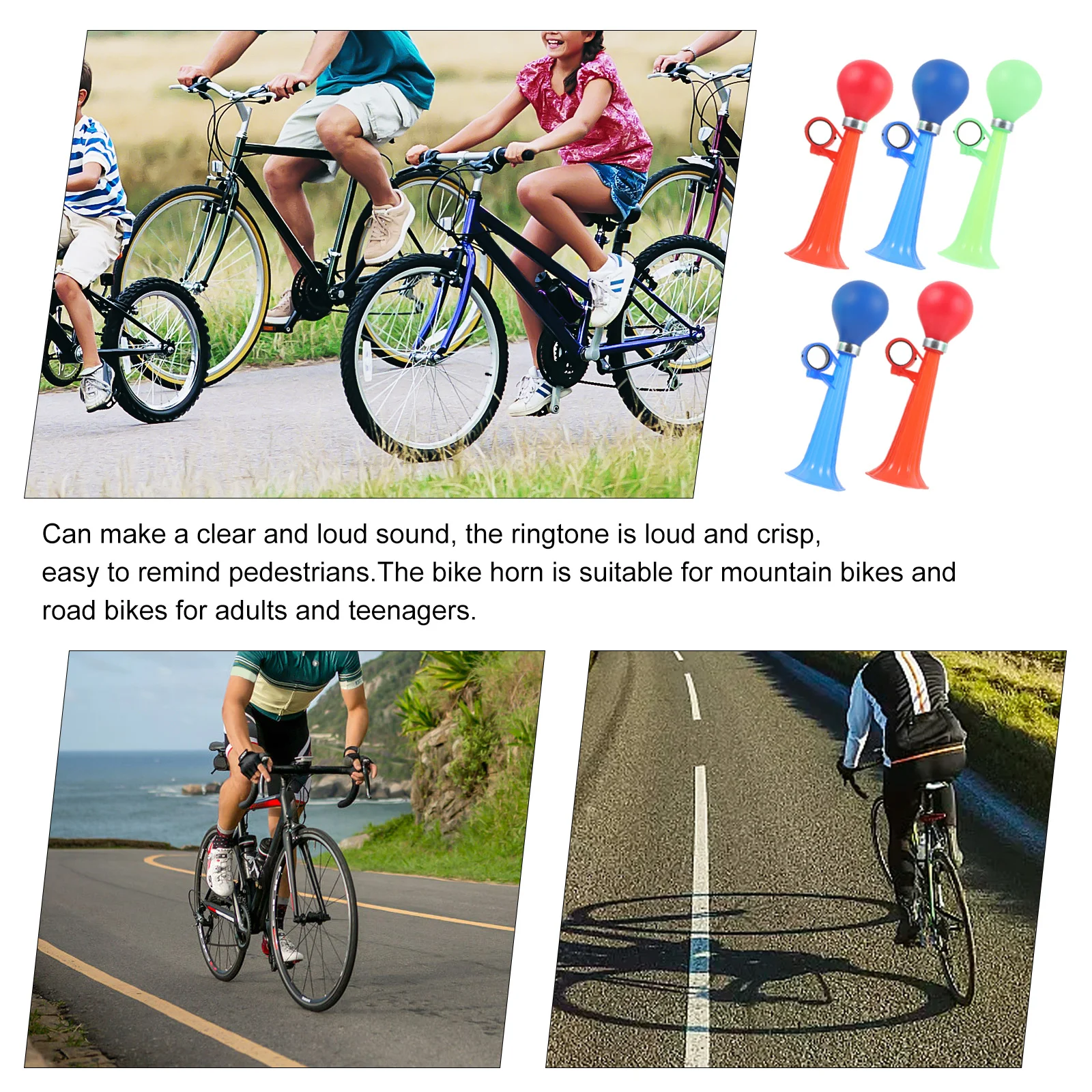 5 قطع من أبواق الدراجة بصوت عالٍ للمراهقين والكبار، بوق هوائي شفاف لدراجات الطرق الجبلية متينة #3